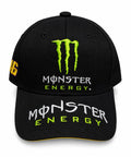 Gorra DERRAPA Monster Energy Negro con verde neón y blanco, vista frontal, sobre fondo blanco