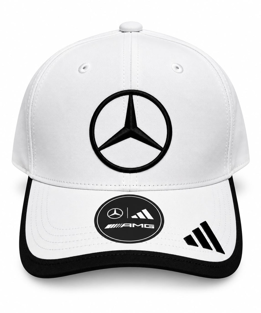 Gorra DERRAPA Mercedes-AMG negro y blanco, vista 2, sobre fondo blanco