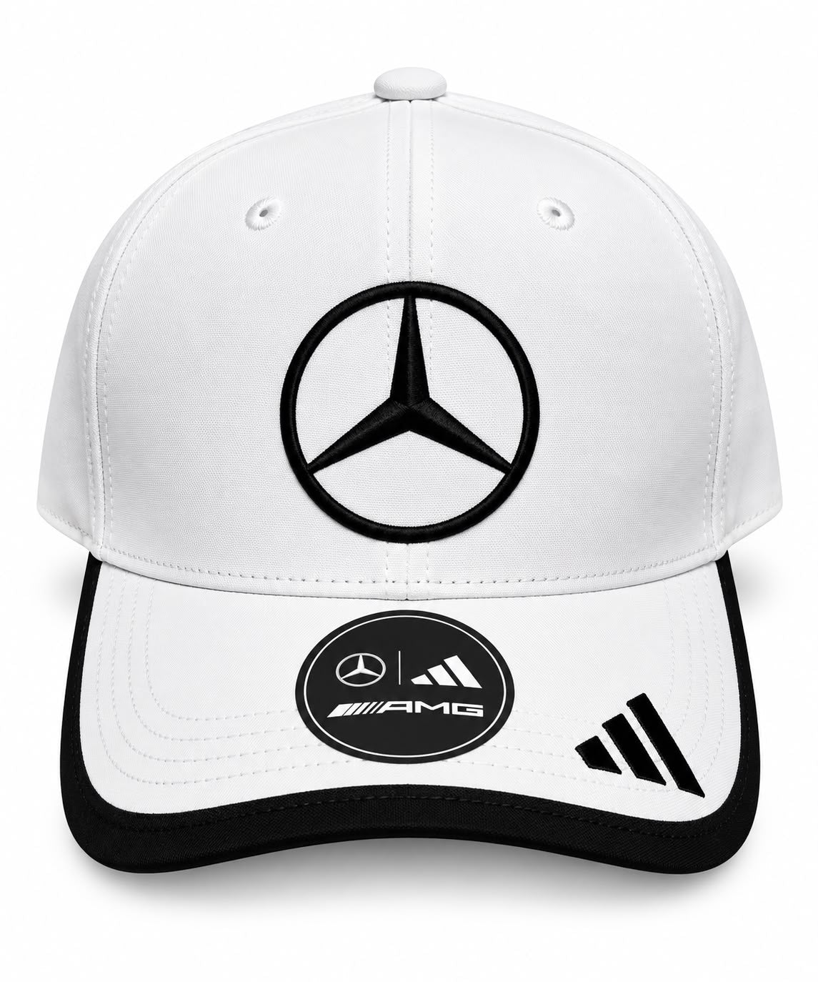 Gorra DERRAPA Mercedes-AMG negro y blanco, vista 2, sobre fondo blanco