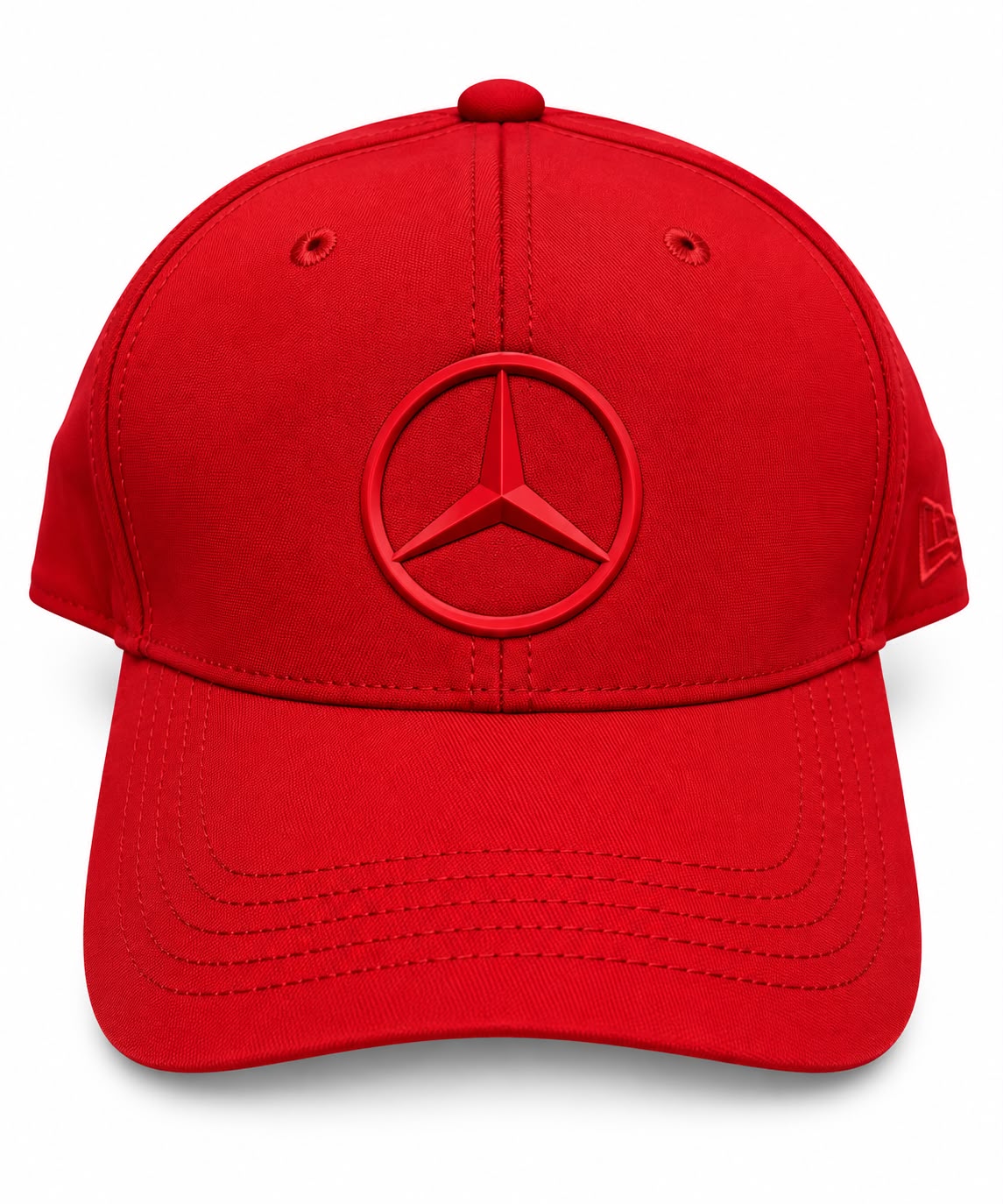 Gorra DERRAPA Mercedes-Benz Rojo monocolor, vista frontal, sobre fondo blanco