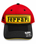 Gorra DERRAPA Ferrari Santander Rojo, amarillo y negro, vista frontal, sobre fondo blanco