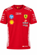 Camiseta DERRAPA Ferrari Rojo con líneas blancas, vista frontal, sobre fondo blanco