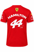 Camiseta DERRAPA Ferrari Rojo con puños blancos, vista frontal, sobre fondo blanco