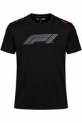 Camiseta DERRAPA Formula 1 Negro con logo grande gris, vista frontal, sobre fondo blanco