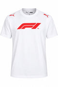 Camiseta DERRAPA Formula 1 Blanco con logo grande rojo, vista frontal, sobre fondo blanco