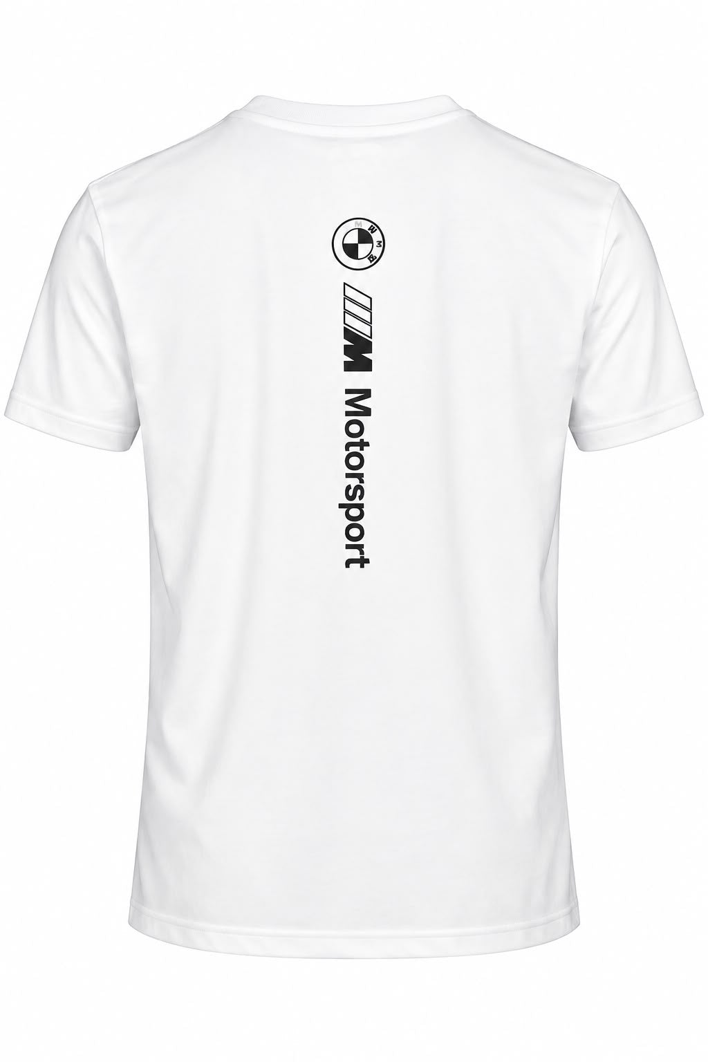 Camiseta DERRAPA BMW M Motorsport Blanco con letras negras, vista frontal, sobre fondo blanco