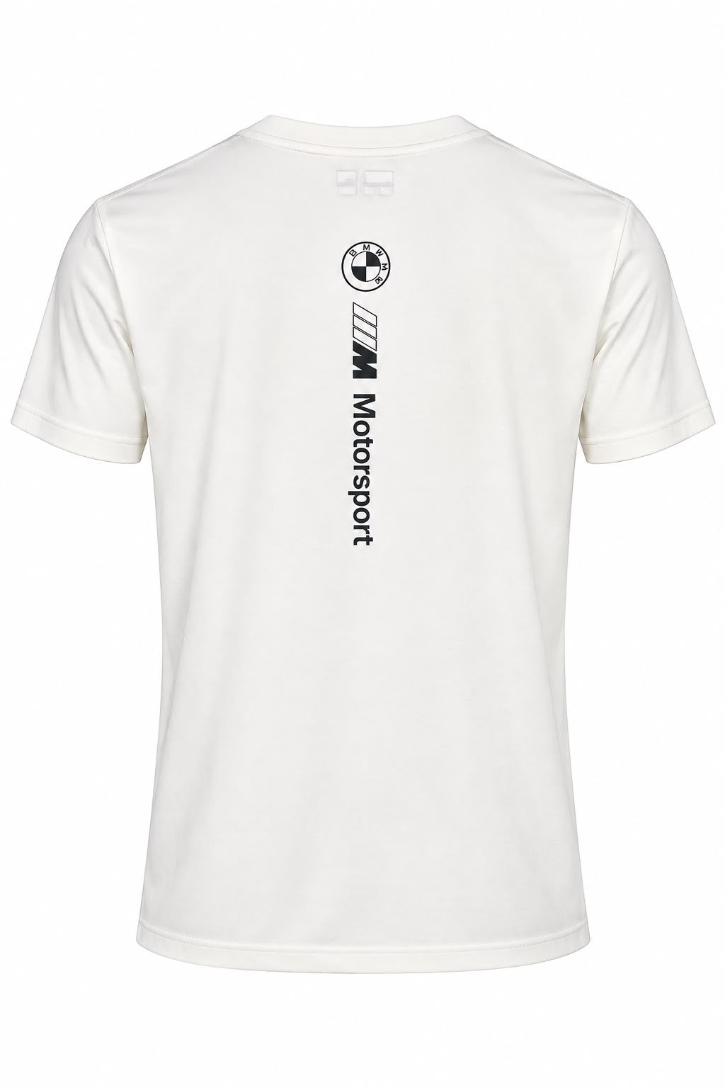 Camiseta DERRAPA BMW M Motorsport Blanco hueso con franja azul y roja, vista 2, sobre fondo blanco