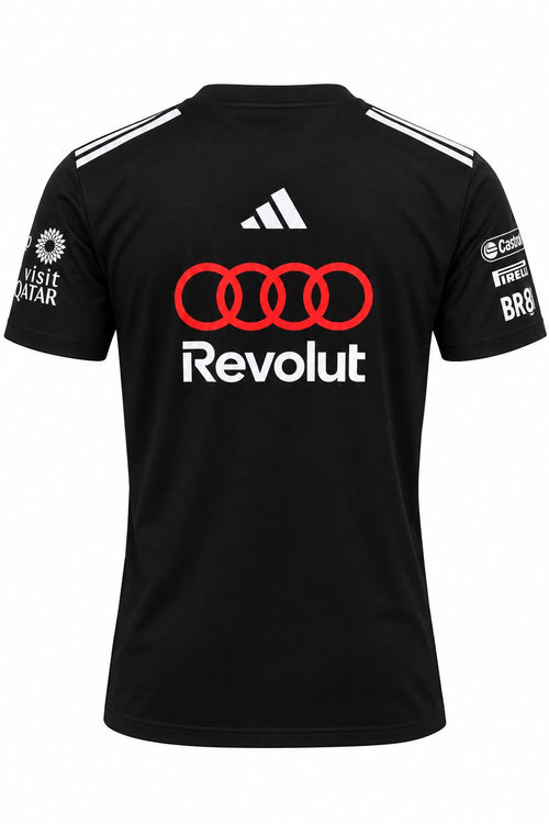 Camiseta DERRAPA Audi Revolut Negro con rojo y blanco, vista 2, sobre fondo blanco