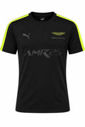 Camiseta DERRAPA Aston Martin Negro con verde neón, vista frontal, sobre fondo blanco