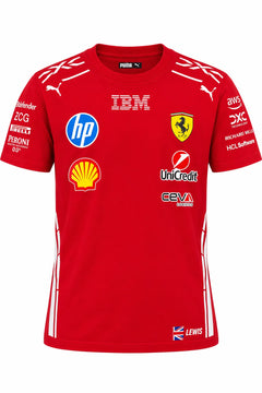 Camiseta DERRAPA Ferrari Rojo con vivos blancos, vista frontal, sobre fondo blanco
