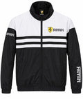 Chaqueta Ferrari blanca y negra franjas al pecho calidad 1:1, foto 1