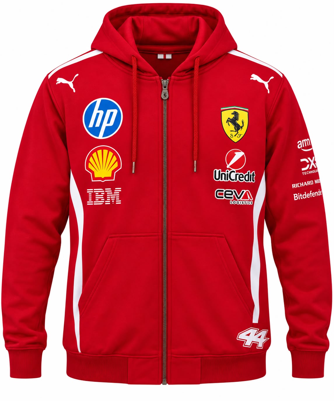 Chaqueta Ferrari roja con capota y el 44 calidad 1:1, foto 1