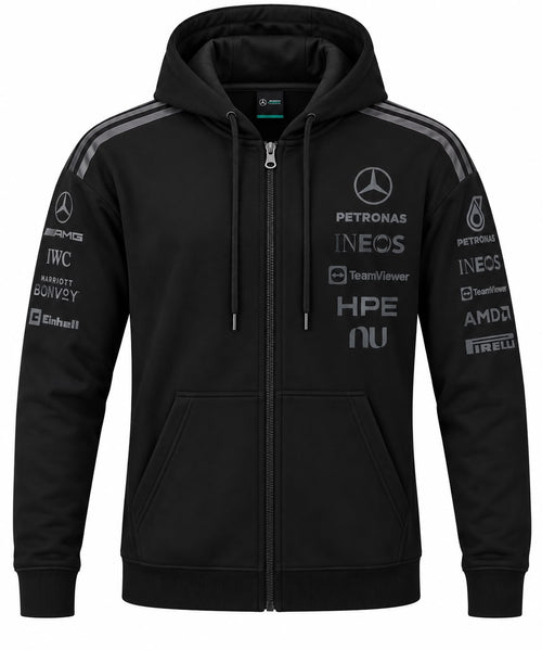 Chaqueta Mercedes negra con capota y Petronas calidad 1:1, foto 1