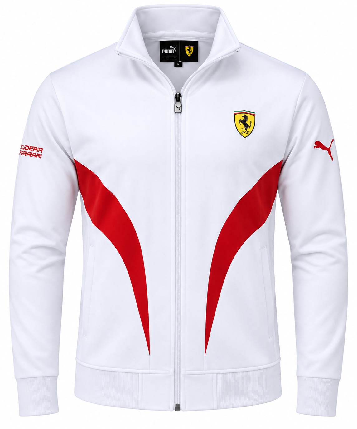 Chaqueta Ferrari blanca y roja lisa con cierre calidad 1:1, foto 1