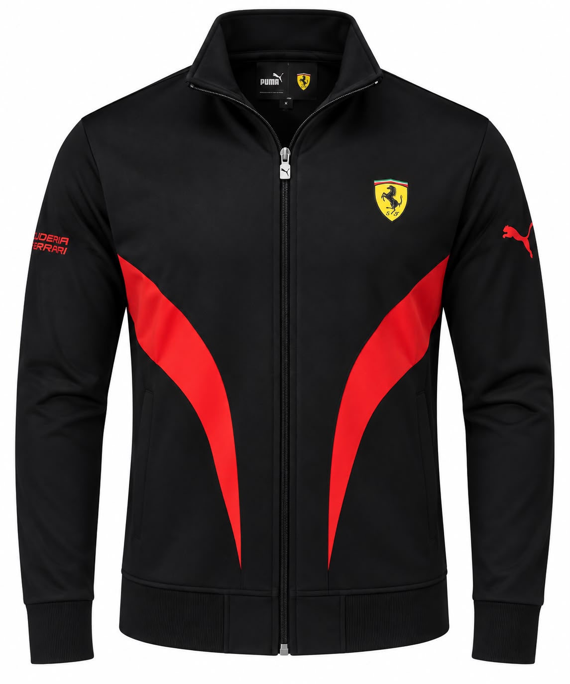 Chaqueta Ferrari negra y roja lisa con cierre calidad 1:1, foto 1