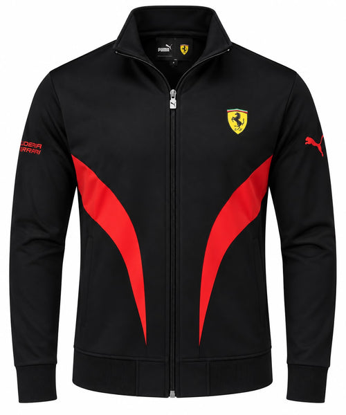 Chaqueta Ferrari negra y roja lisa con cierre calidad 1:1, foto 1
