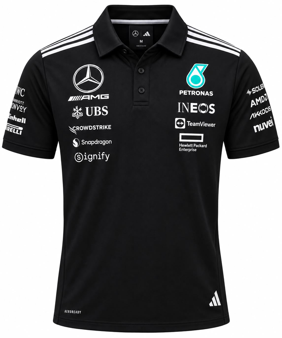 Polo Mercedes negro con AMG Petronas calidad 1:1, foto 1
