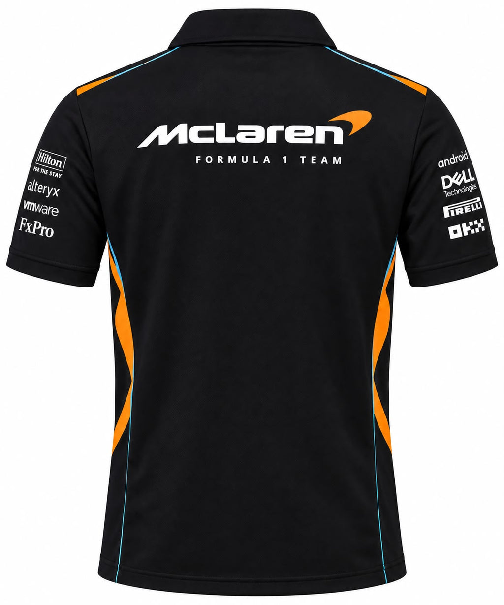 Polo McLaren negro y naranja con papaya en los costados calidad 1:1, foto 1