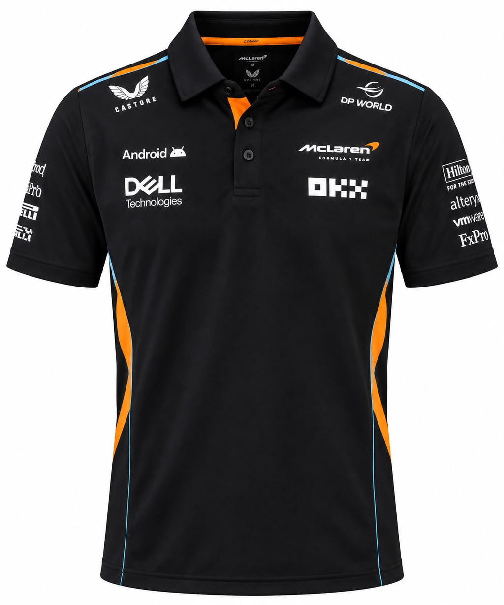 Polo McLaren negro y naranja con papaya en los costados calidad 1:1, foto 2