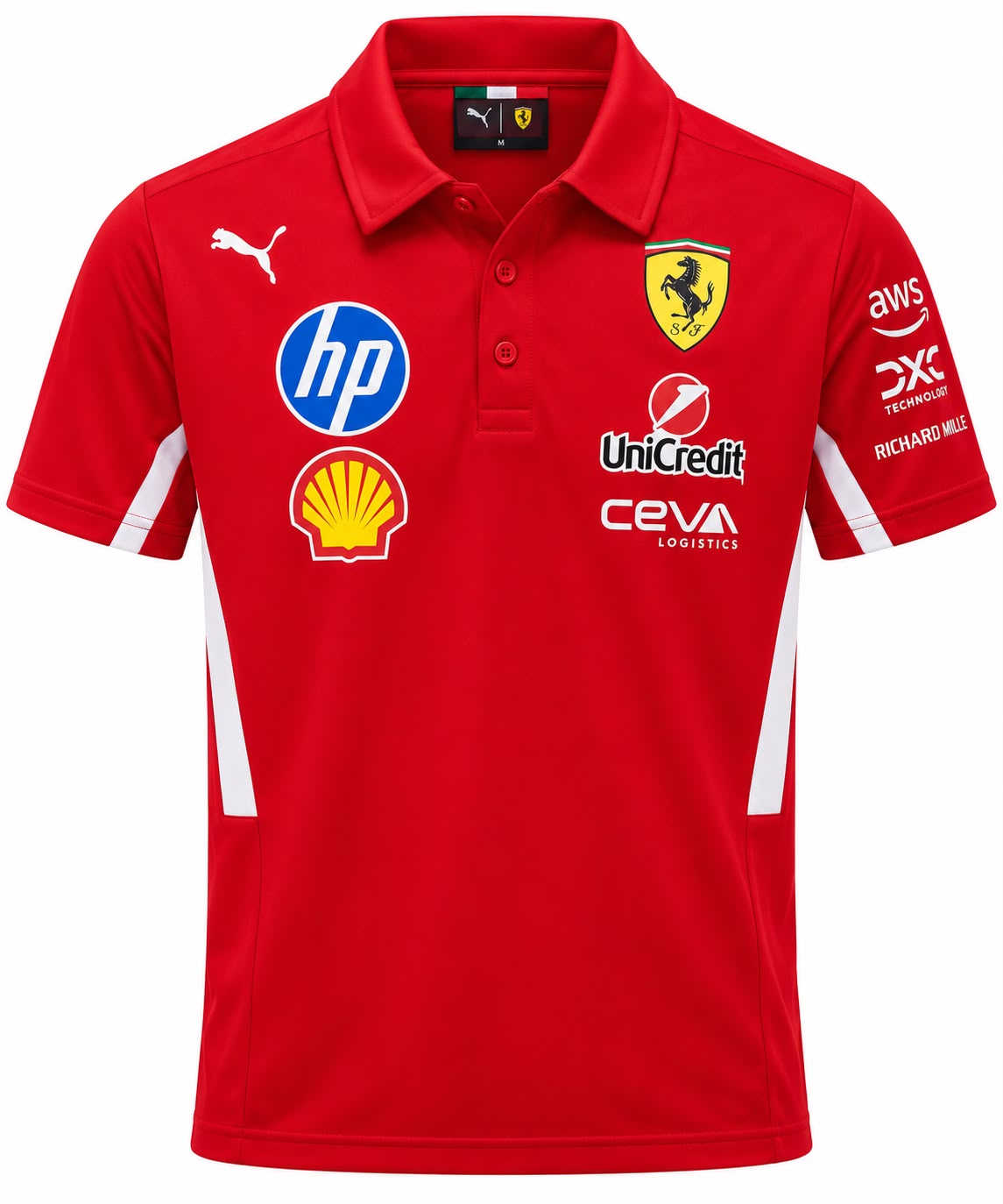 Polo Ferrari rojo con franjas blancas calidad 1:1, foto 1
