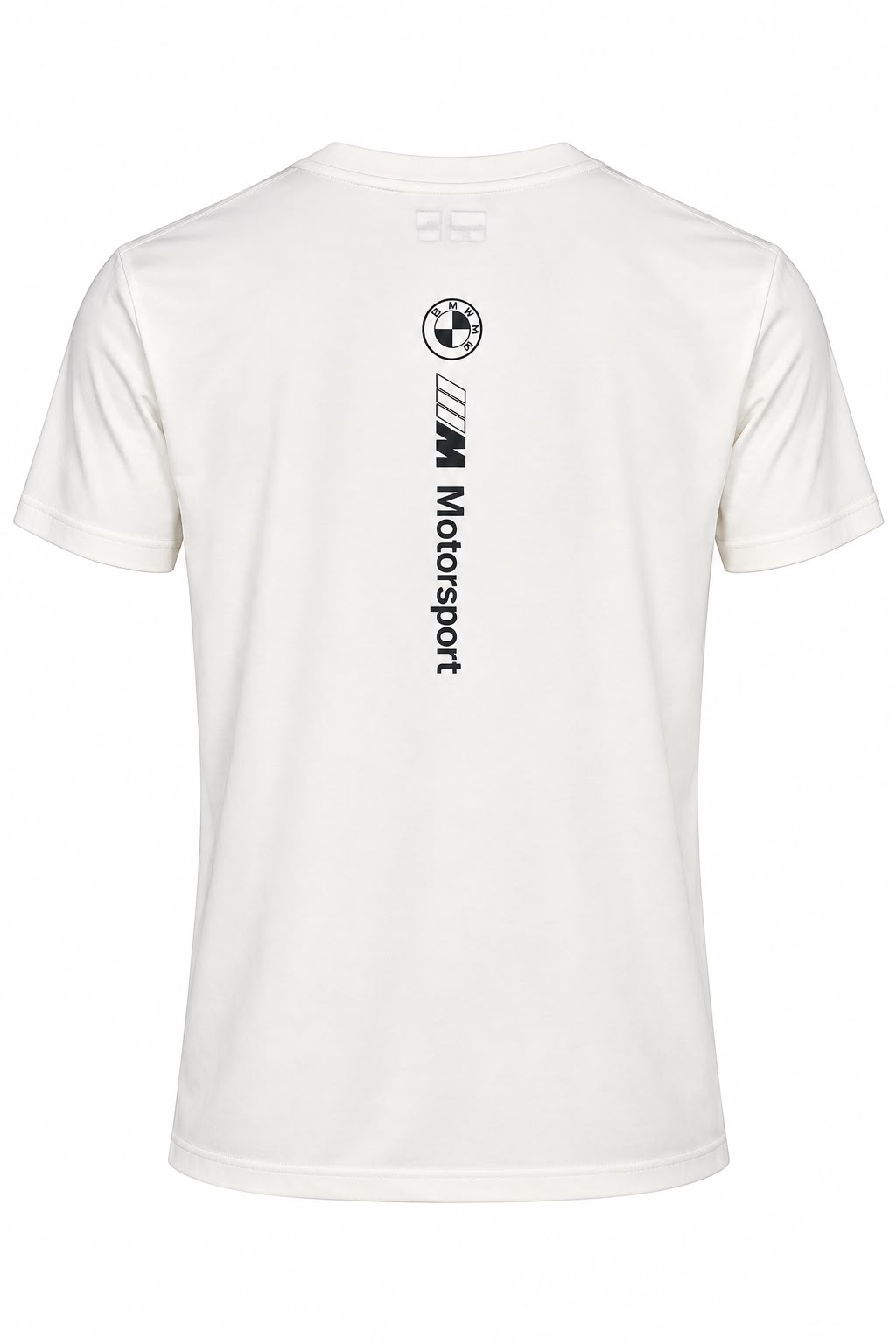 Camiseta BMW M Motorsport blanco hueso con franja azul y roja, foto 2