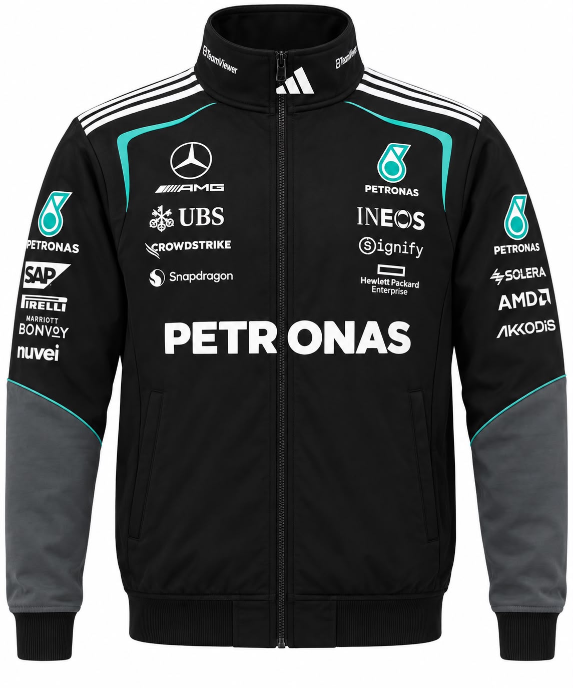 Chaqueta Mercedes negra y gris con Petronas, foto 1